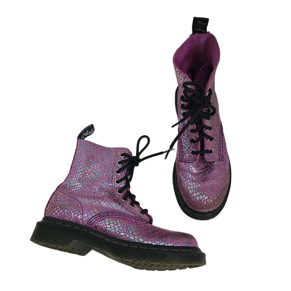 Dr Martens 1460 Pascal Snake Metallic Boots Purple 5